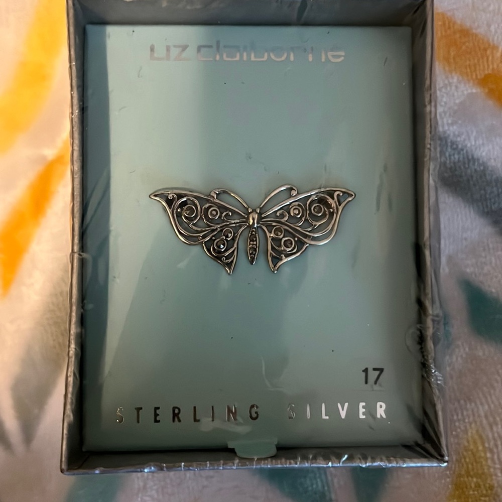 Sterling silver butterfly pen Liz Claiborne 17 inch